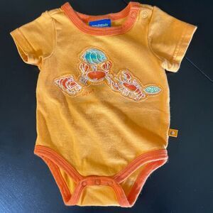 Oshkosh vintage bodysuit one piece orange infant crab outfit w snaps sz 6 mos